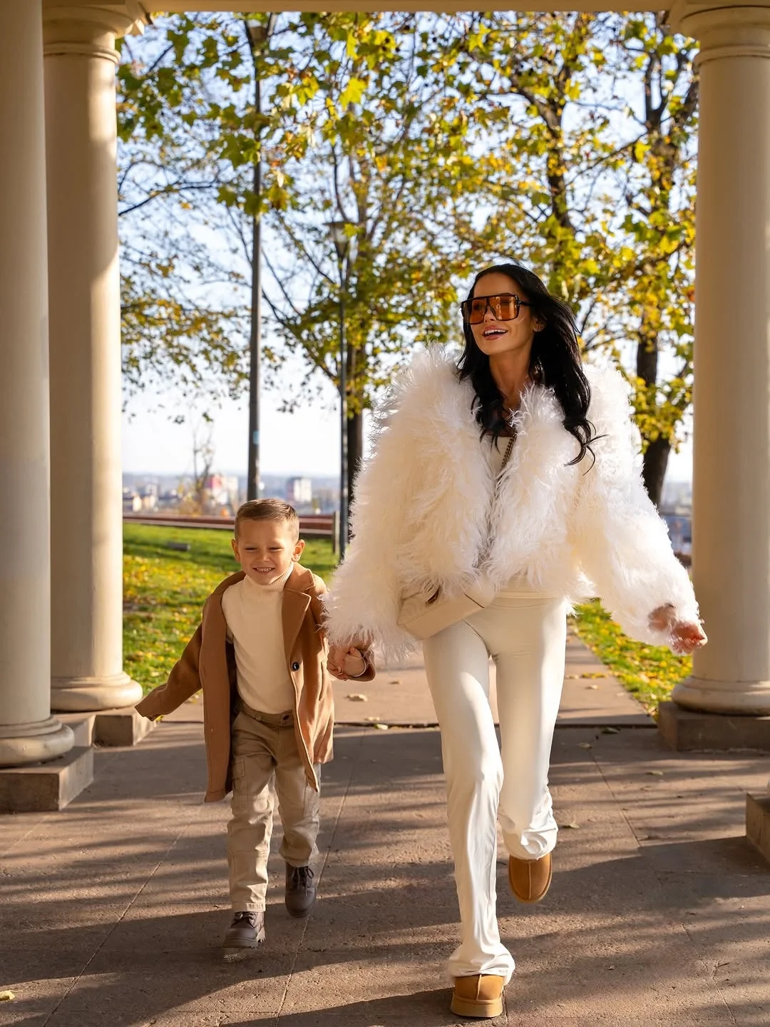 fall photoshoot outfits 2026 Elegant Monochrome Fall Family Look