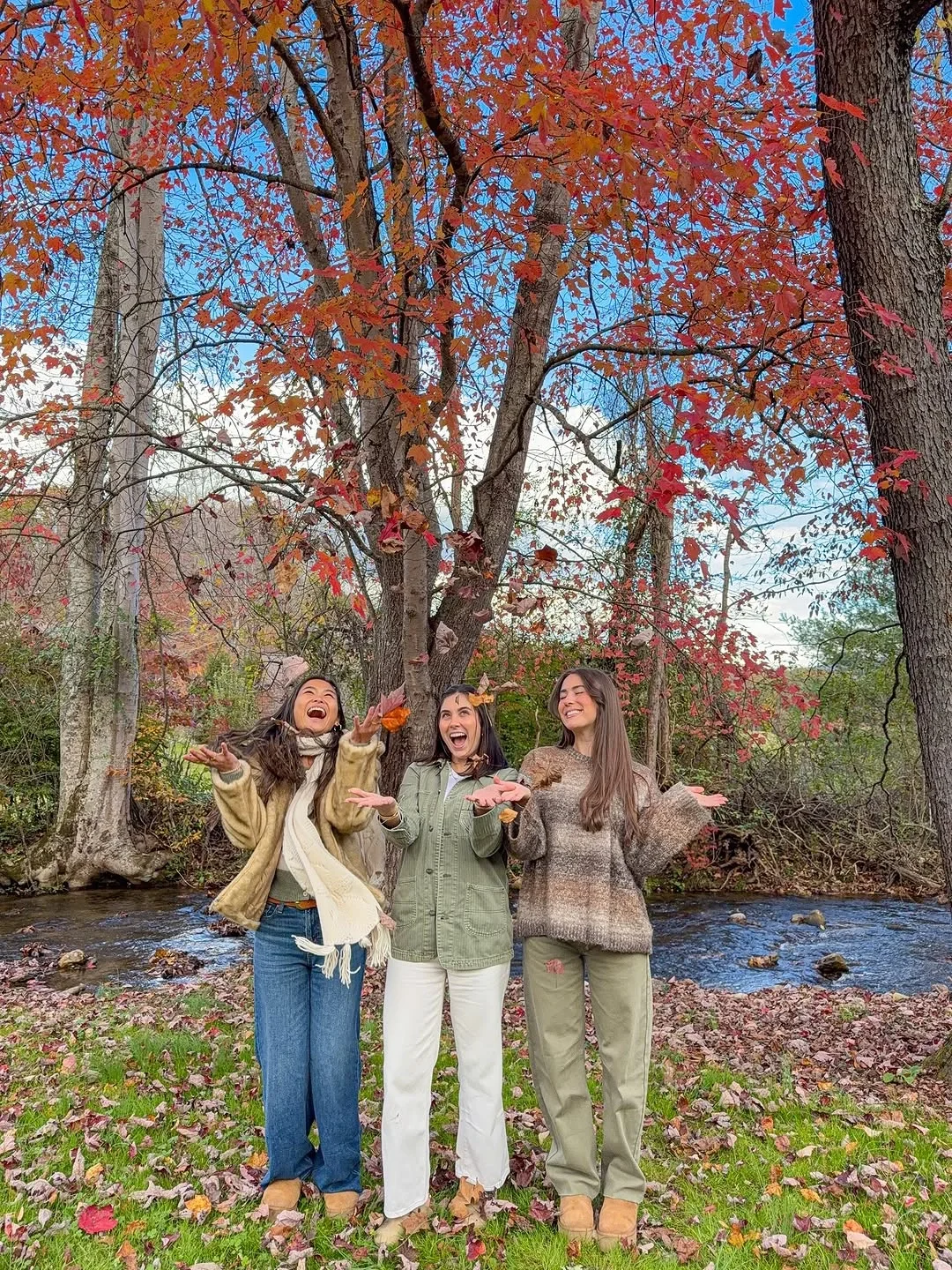 fall photoshoot outfits 2026 Earth Tone Layers For Friends Together