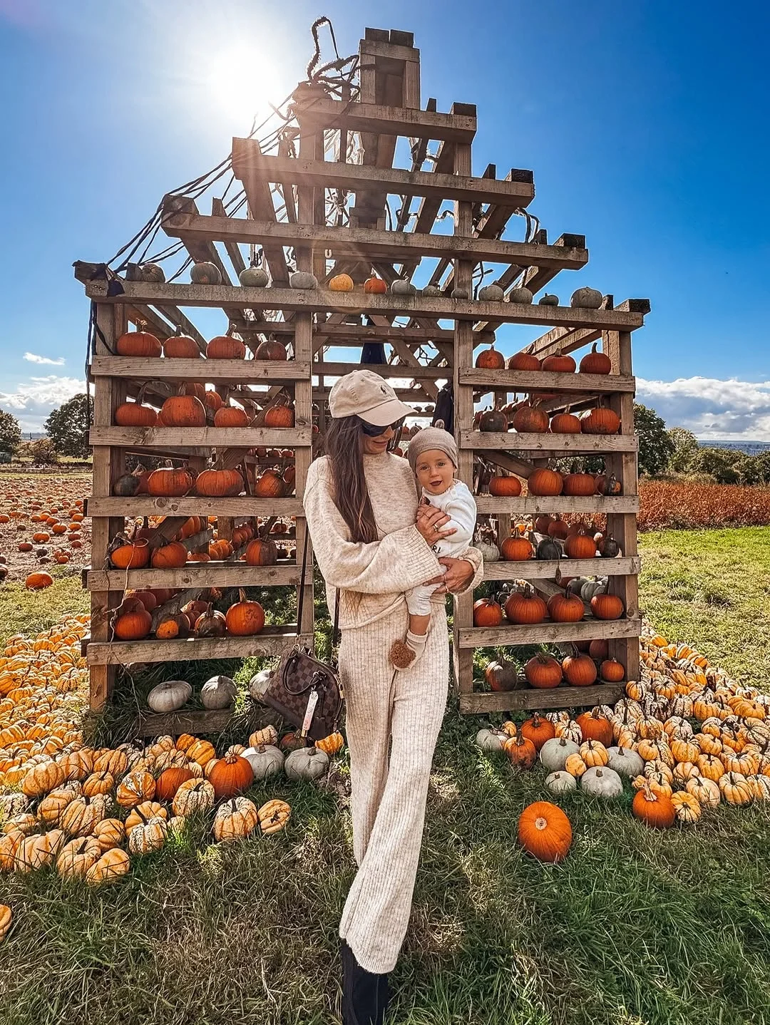 fall photoshoot outfits 2026 Neutral Knit Set For Pumpkin Patch Memories