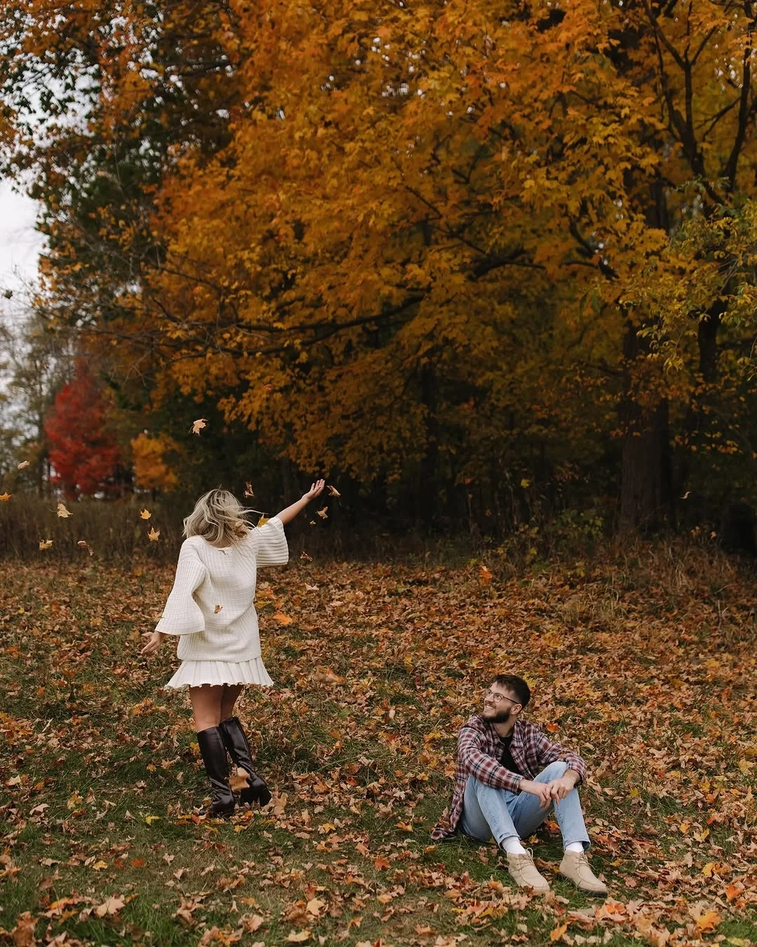 fall photoshoot outfits 2026 Playful Romance In Soft Autumn Layers