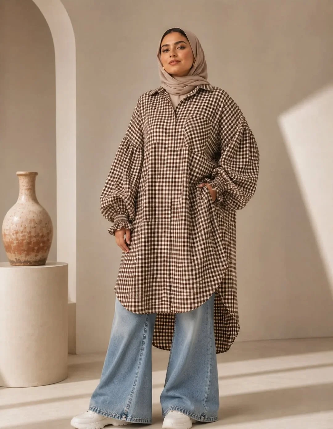 fall shirt dress outfit 2026 Relaxed Gingham Layers For Cozy Autumn Weekends