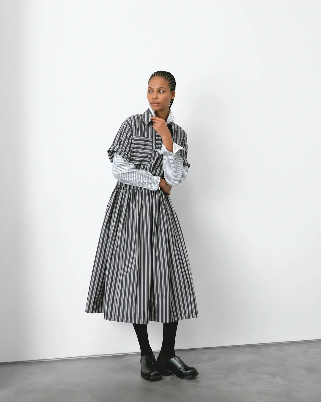 fall shirt dress outfit 2026 Modern Stripes With Smart Contrast