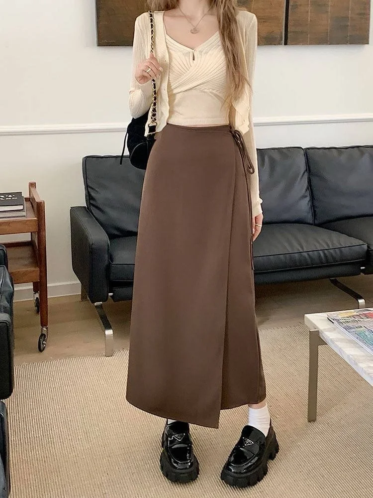 midi skirt fall outfit 2026 Minimal Brown Wrap Styles For Everyday Wear