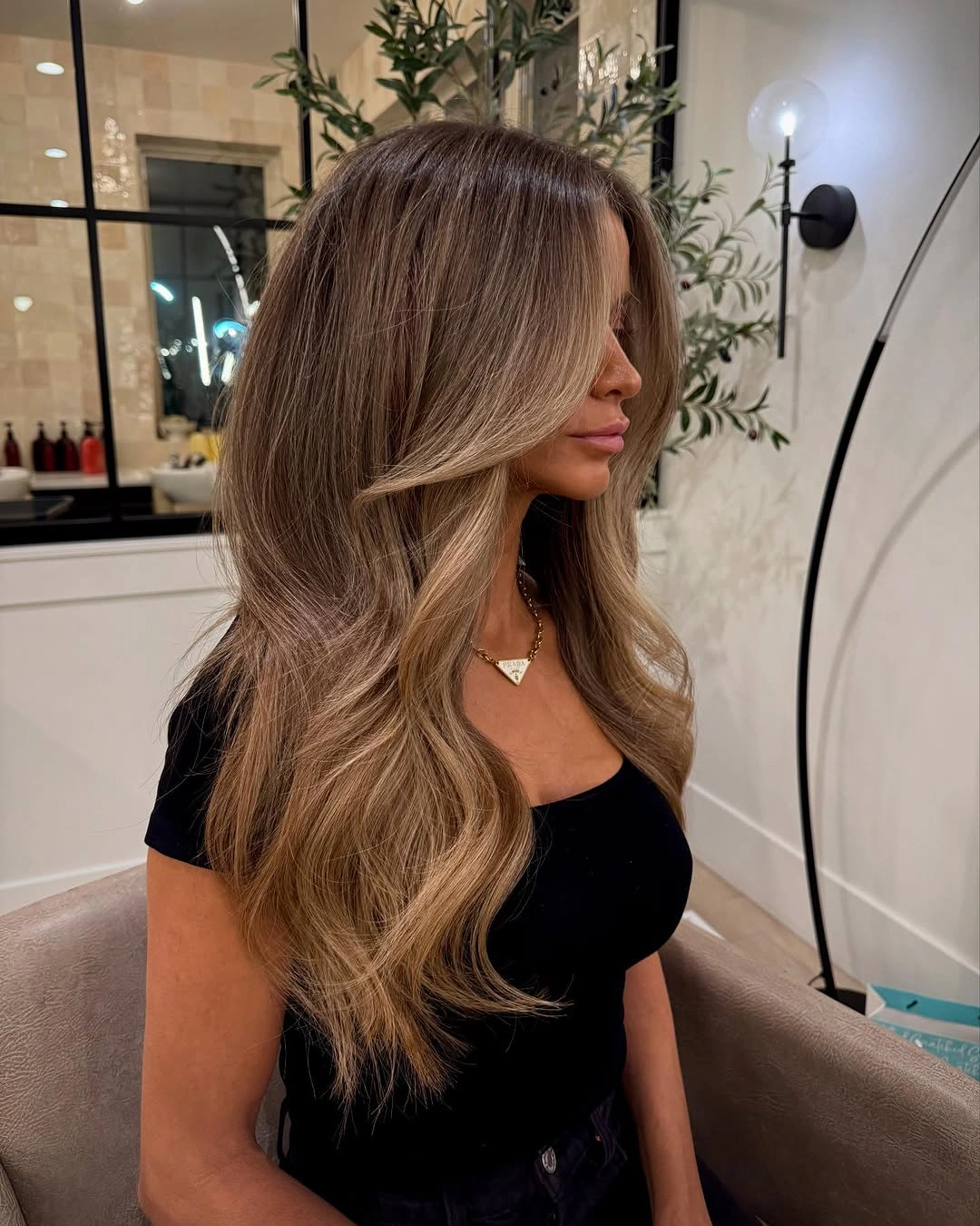 modern hair lowlights: color ideas and inspiration Warm Mocha Blend with Luxe Face-Framing Brightness