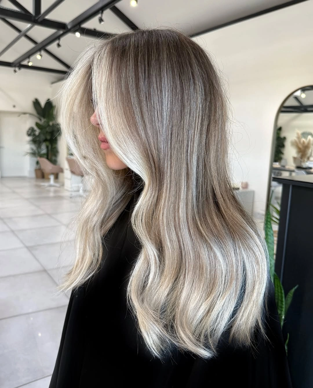 modern hair lowlights: color ideas and inspiration Cool Pearl Blonde with Whispered Shadow Dimension