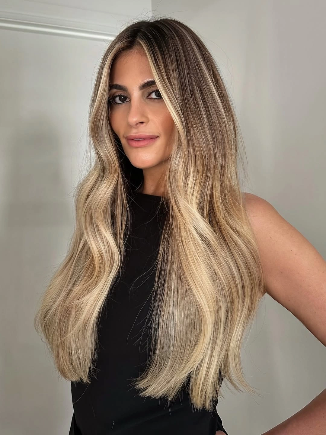 modern hair lowlights color ideas and inspiration Luxury Beige Blonde with Soft Root Depth
