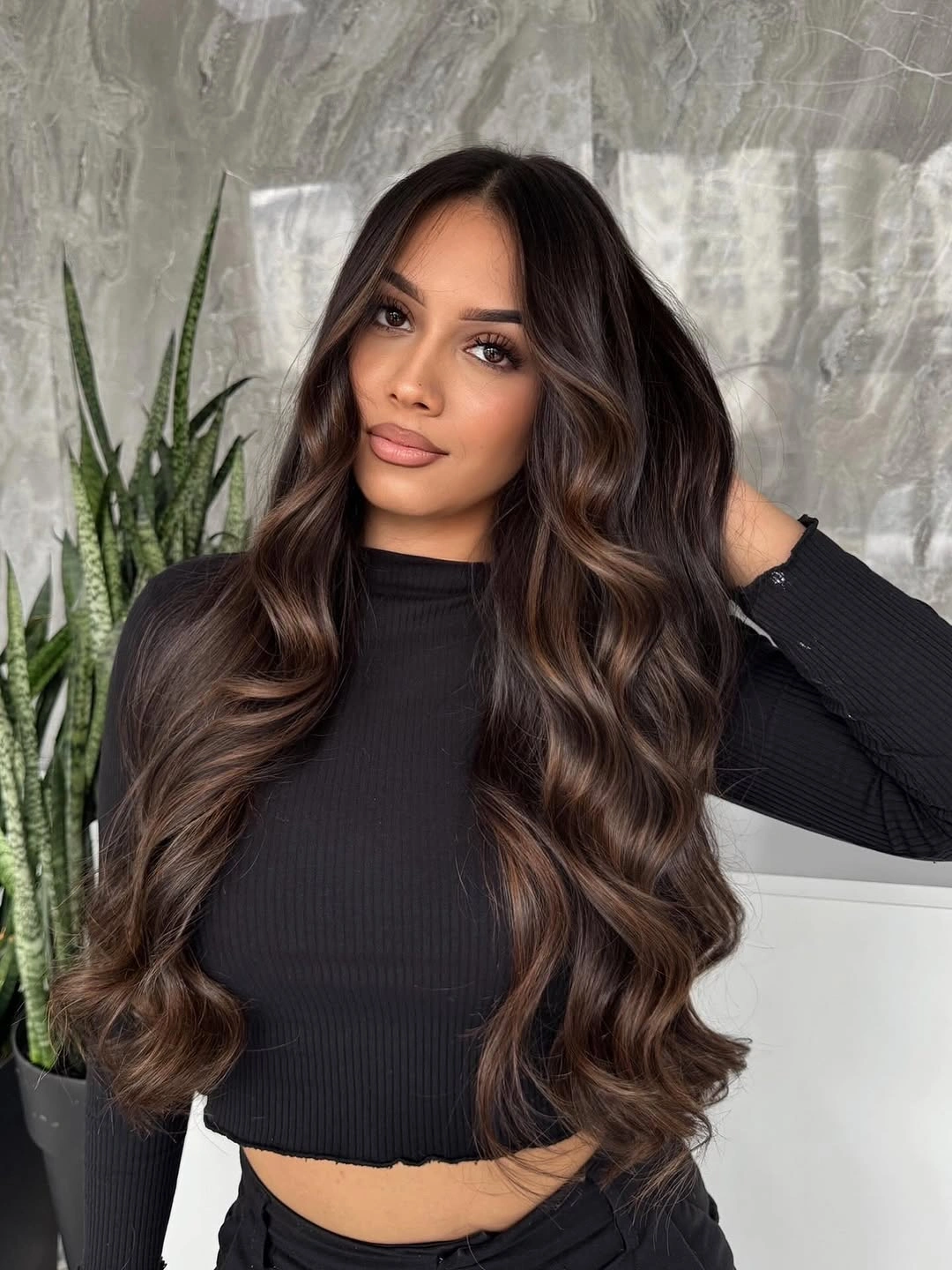 rich fall brunette hair colour 2026 Glossy Mocha Brunette With Soft Cinnamon Accents