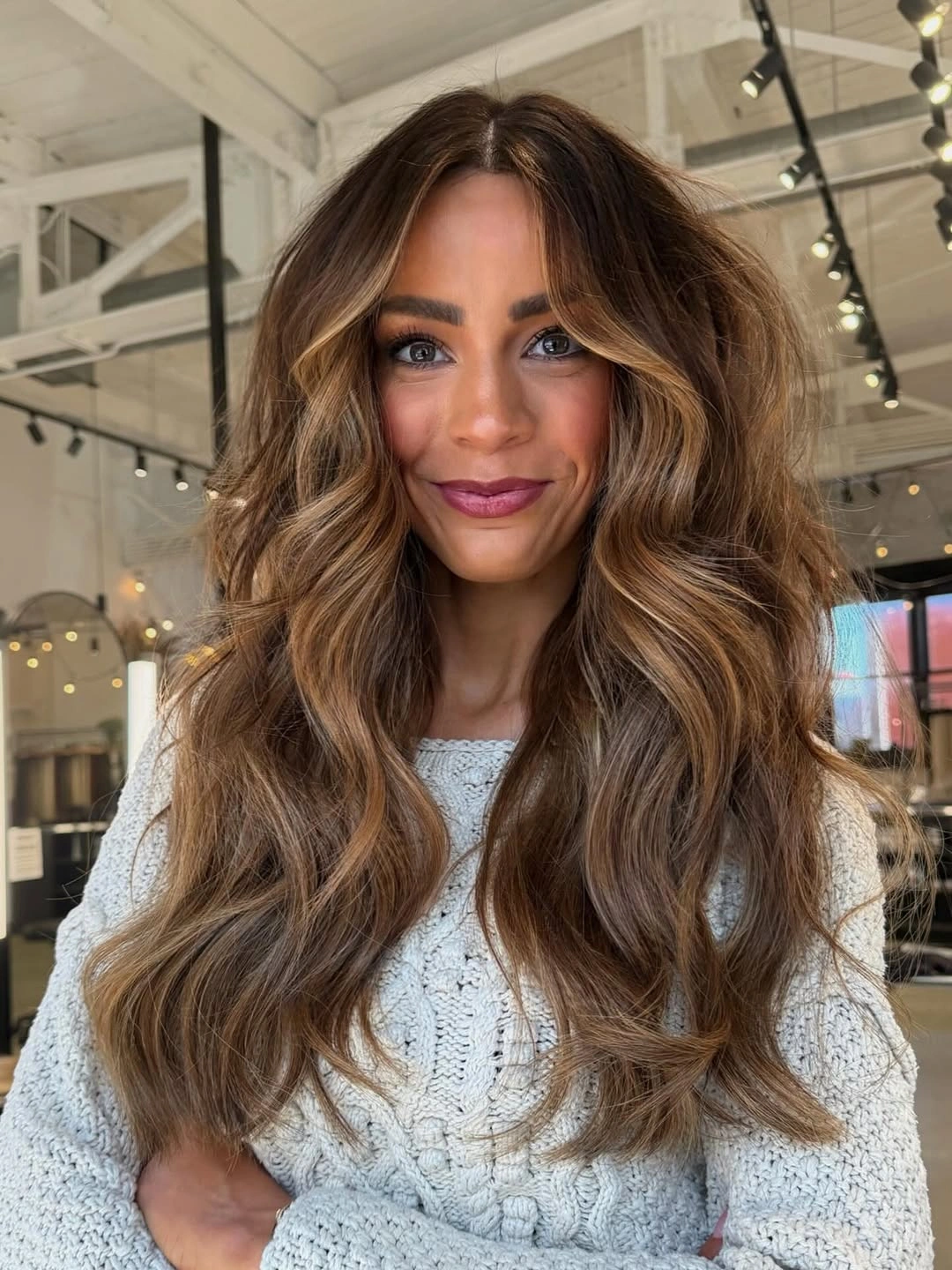rich fall brunette hair colour 2026 Caramel Brunette With Cozy Autumn Waves