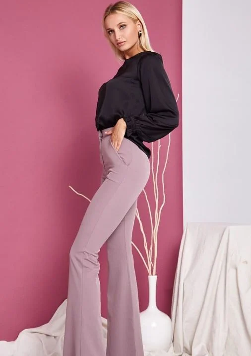 silk long sleeve blouse outfit fall 2026 Soft Pink Trousers With A Silk Statement Top
