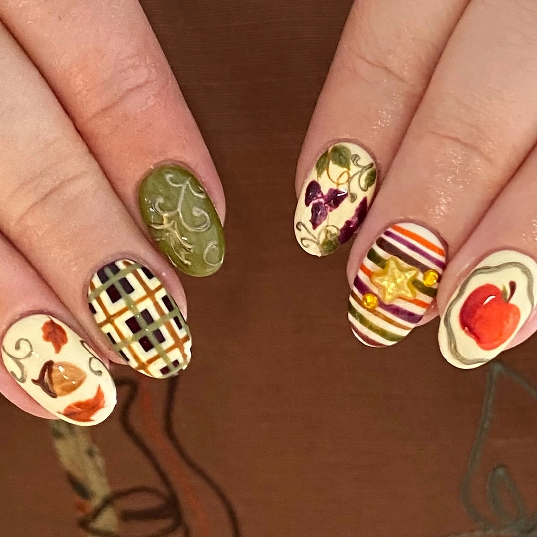 stylish fall medium nail ideas 2026 Harvest Inspired Autumn Art