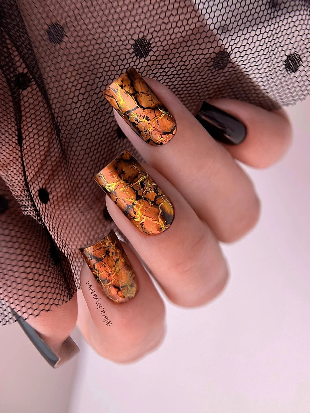 stylish fall nail art 2026 Burnt Copper Marble Nails