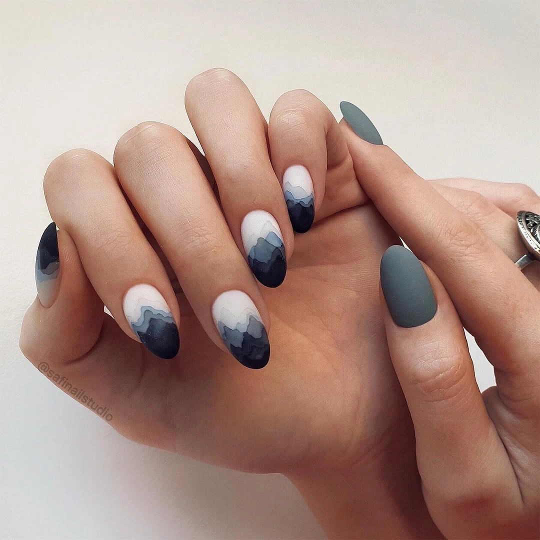 stylish fall nail art 2026 Misty Mountain Nails for a Modern Autumn Mood