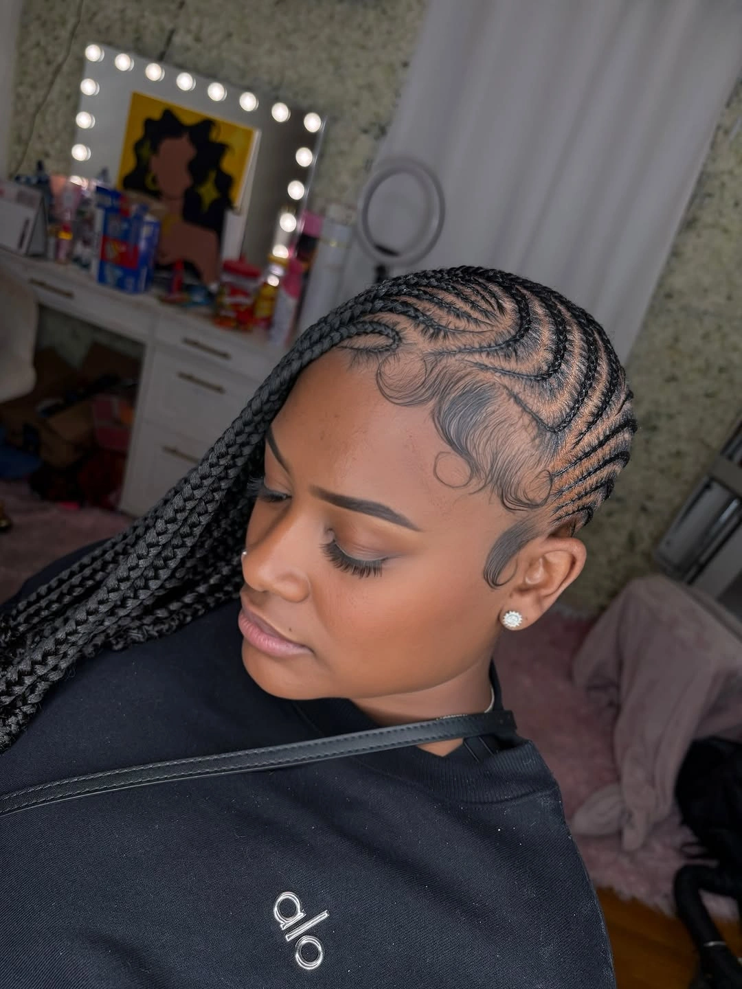 stylish lemonade braid hairstyle Soft Waves with Sleek Side Braids