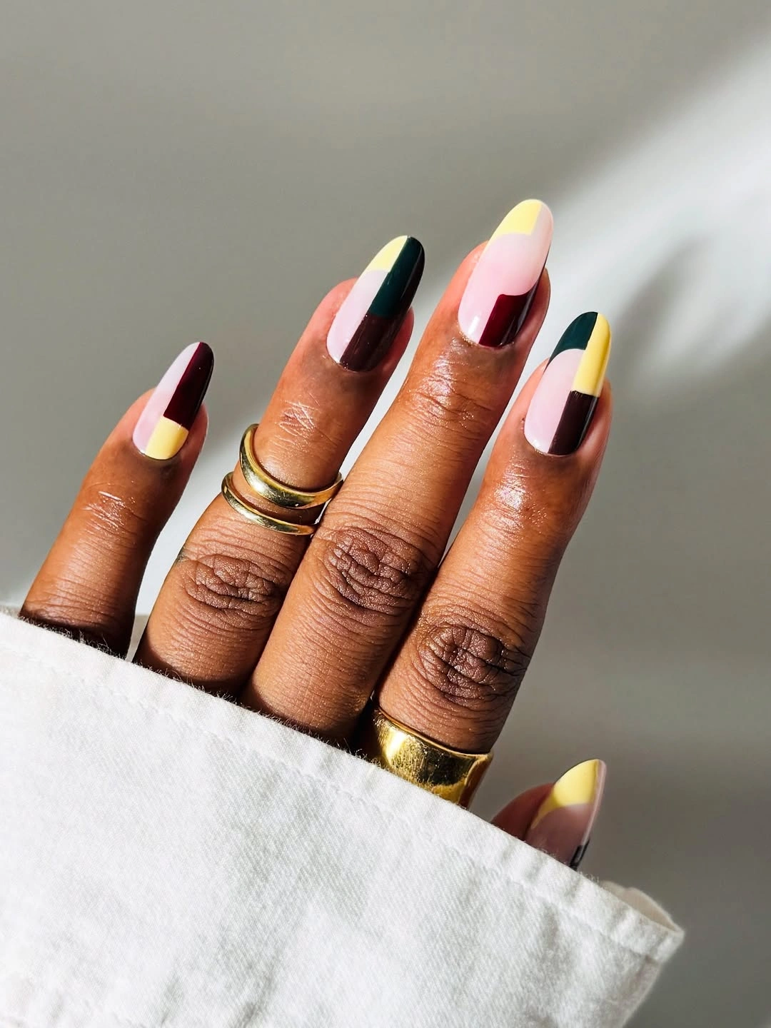 stylish september nail designs 2026 Modern Color Block September Squares