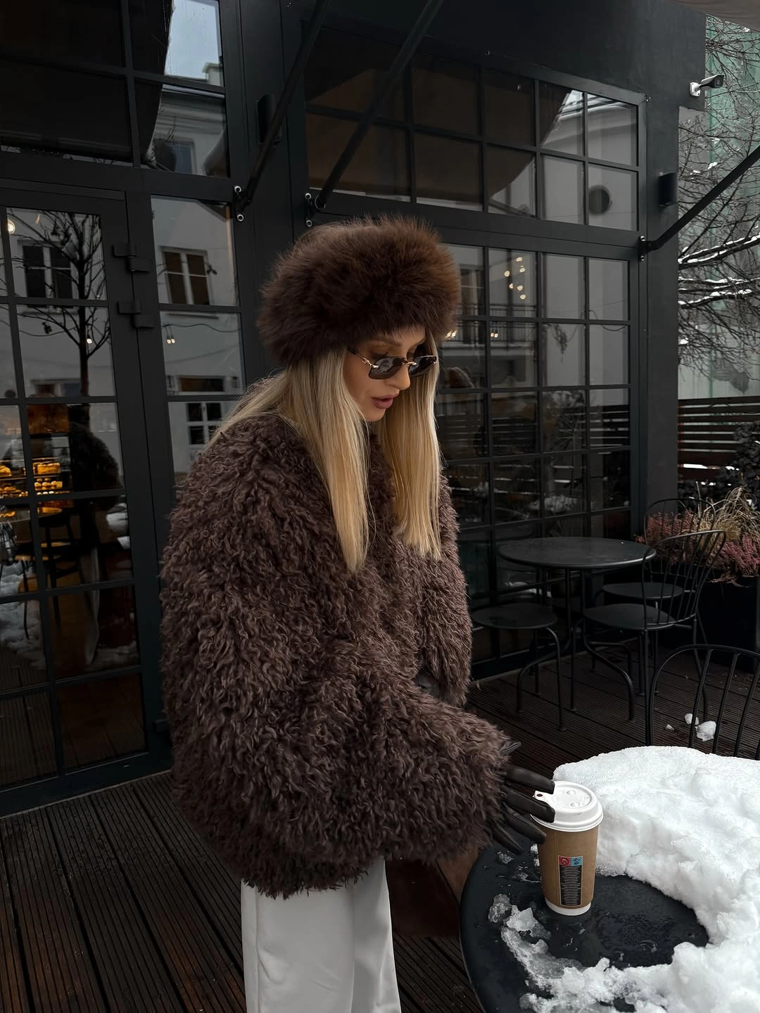 stylish shaggy jacket Chocolate Shaggy Texture With Soft Contrast