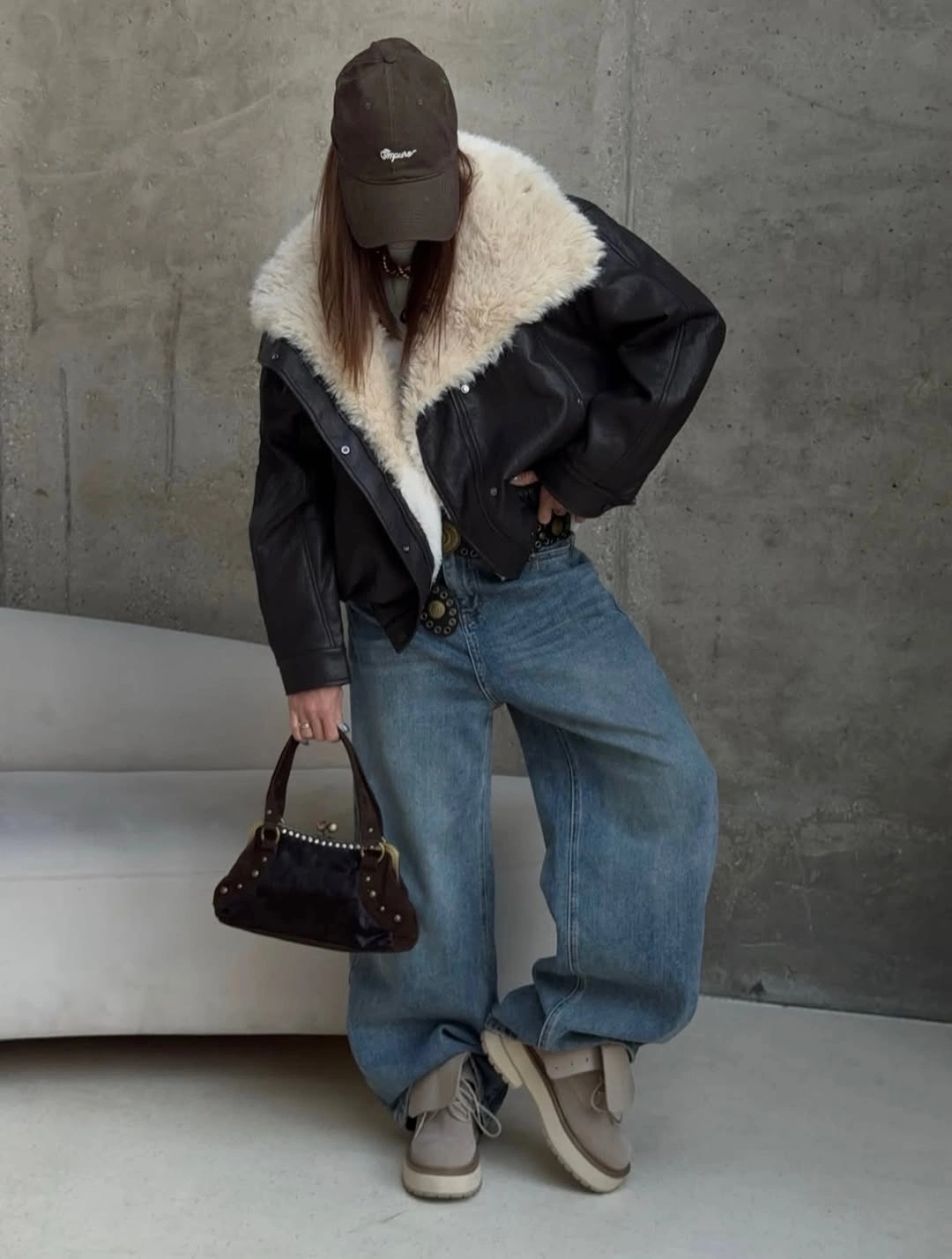 stylish shaggy jacket Casual Weekend Style With Faux Fur Trim