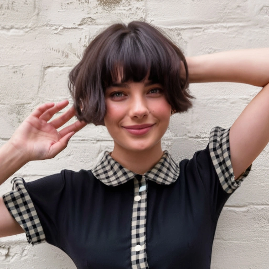 stylish short bobbed hairstyle Soft French-Inspired Bob With Full Bangs