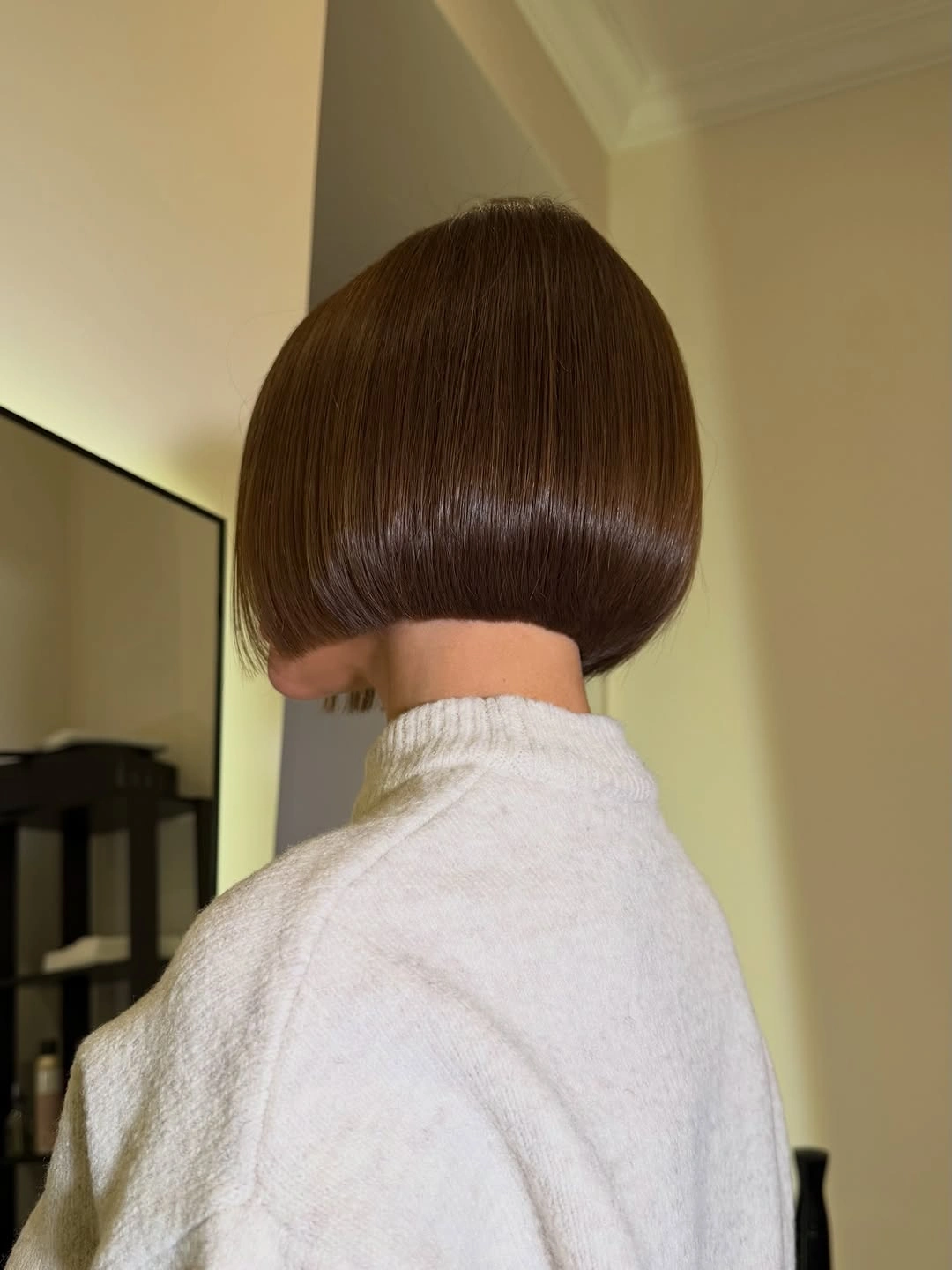 stylish short bobbed hairstyle Glossy Precision Bob With Sleek Finish