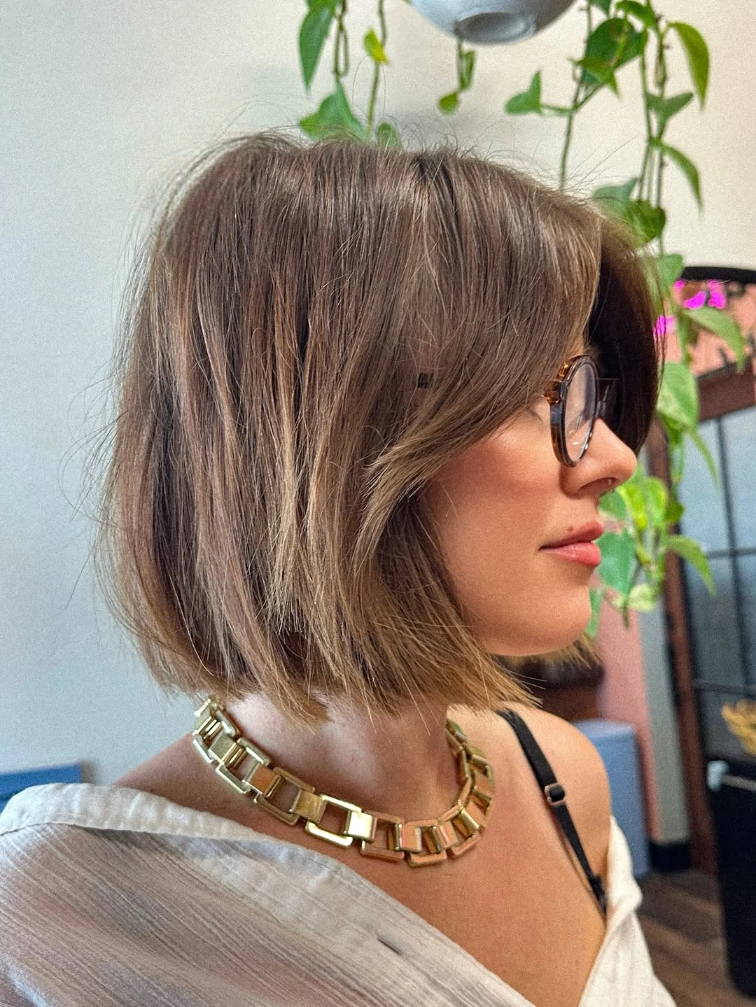 stylish short bobbed hairstyle Soft Angled Bob With Everyday Elegance