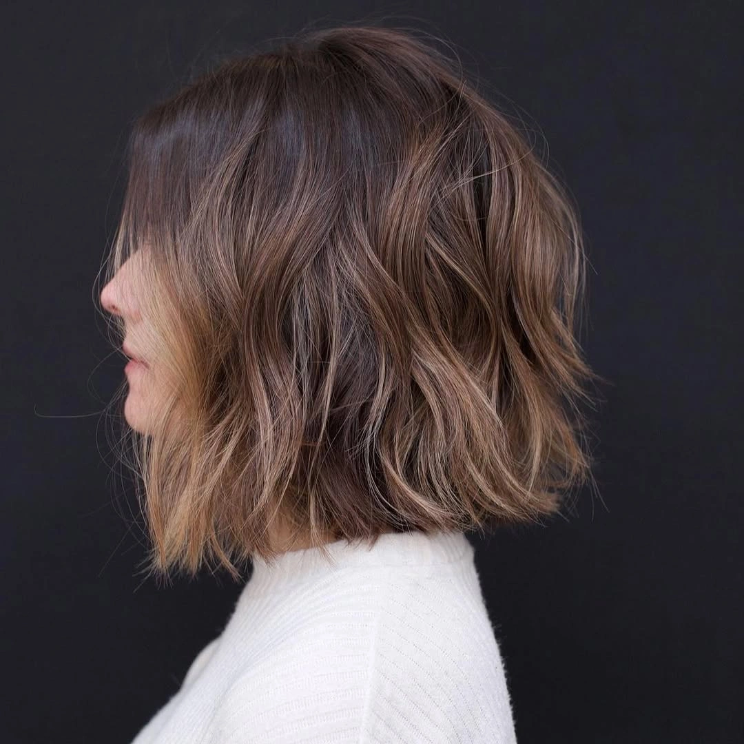 stylish short bobbed hairstyle Textured Bob With Long Fringe