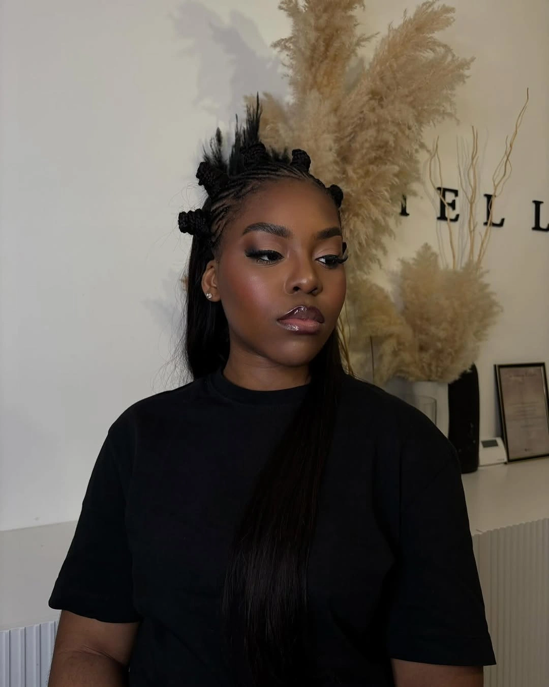 trendy bantu knots hairstyles Half Up Bantu Knots With Sleek Length