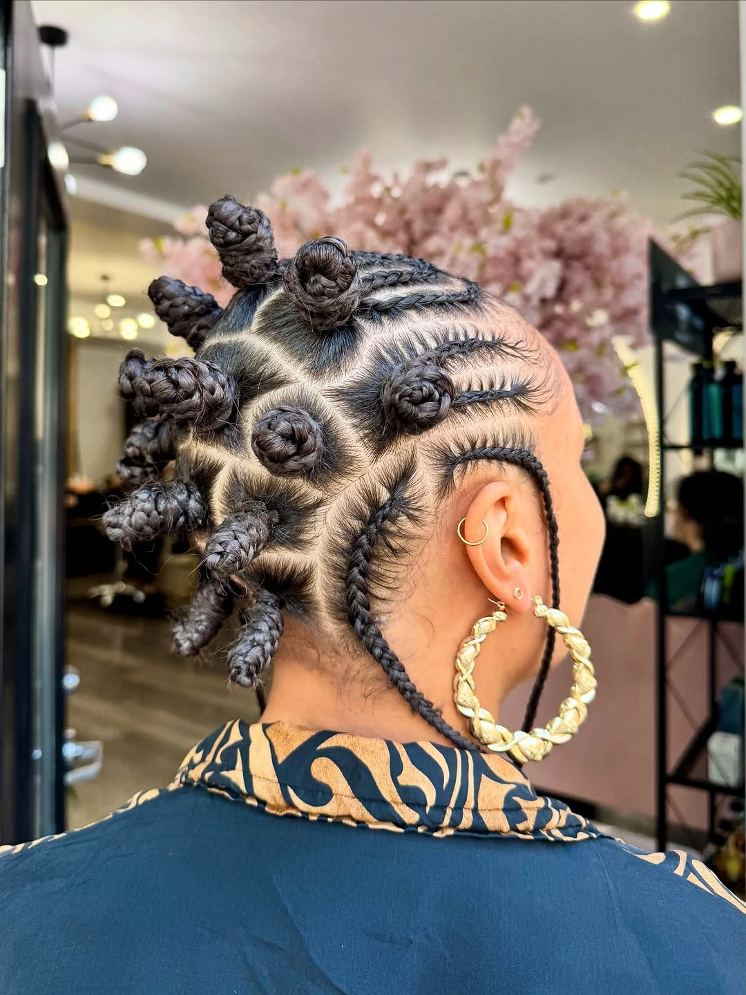 trendy bantu knots hairstyles Geometric Bantu Knots With Accent Braids