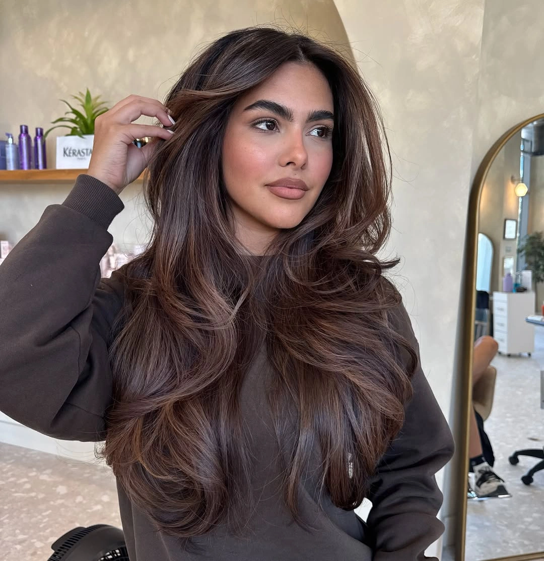 trendy dimensional brunette hair color Chocolate Layers With Soft Face-Framing Brightness