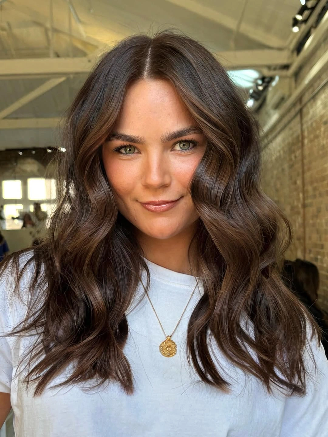 trendy dimensional brunette hair color Soft Chocolate Brunette With Relaxed Everyday Waves