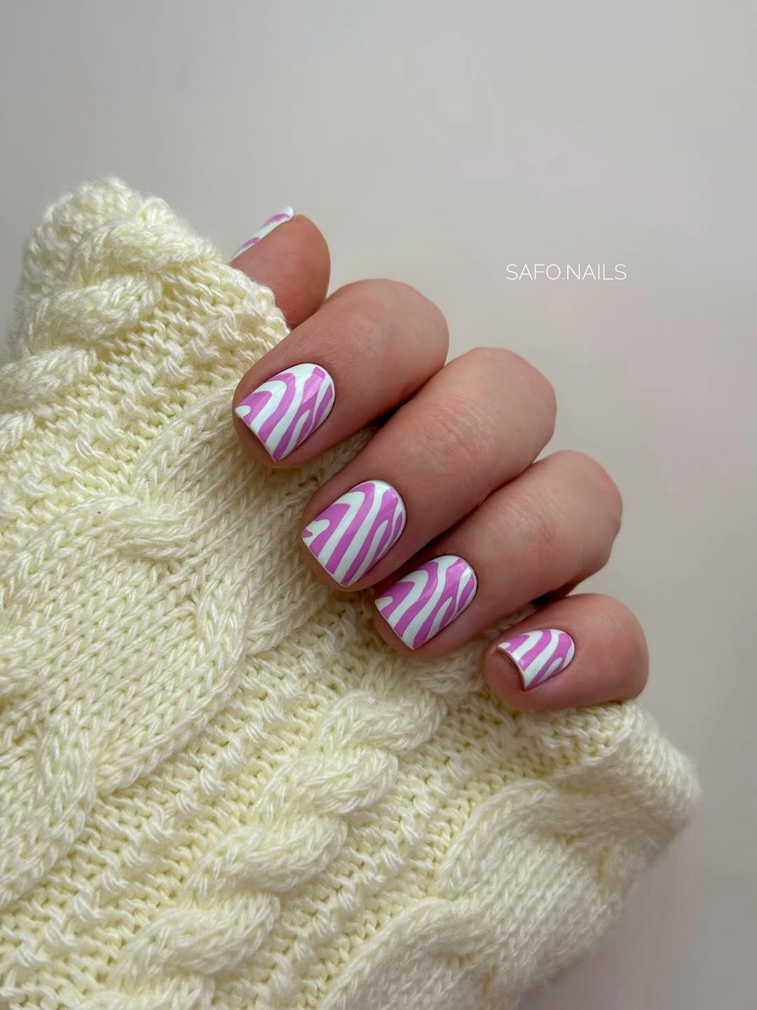 trendy fall short nails 2026 Pink Zebra Pattern Nail Art