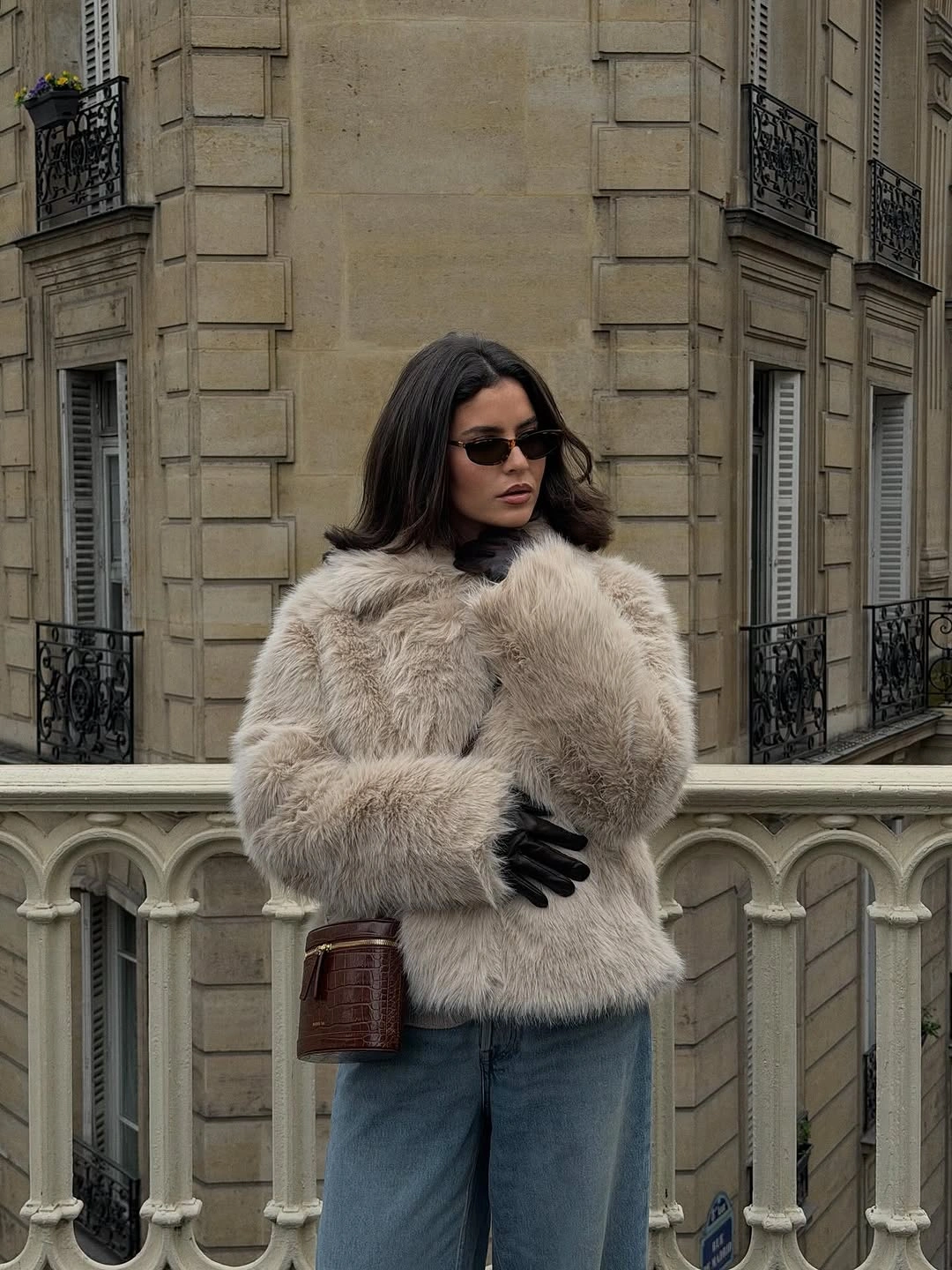 trendy faux fur jacket Cream Faux Fur and Timeless Parisian Contrast