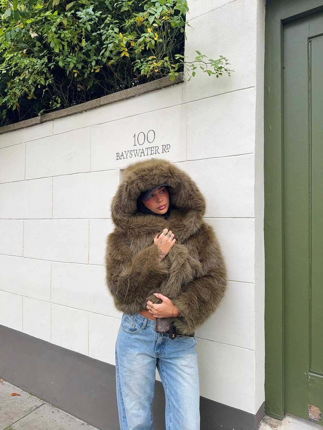 trendy faux fur jacket Olive Hooded Faux Fur for Cozy Everyday Style