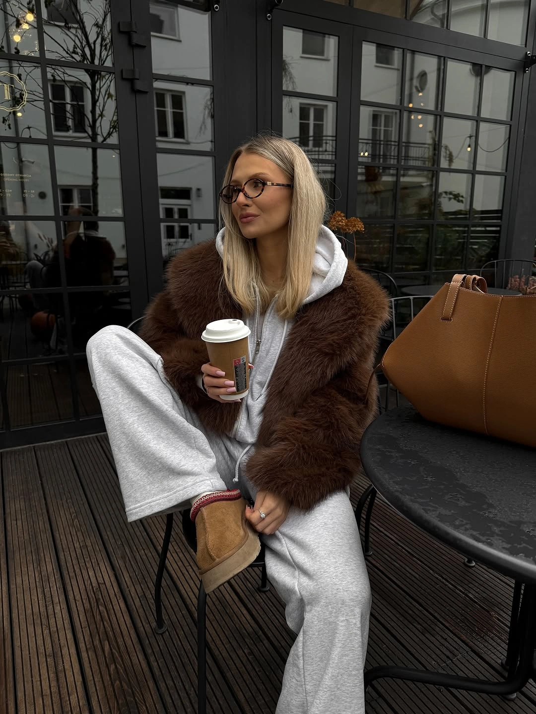 trendy faux fur jacket Brown Faux Fur With Relaxed Comfort