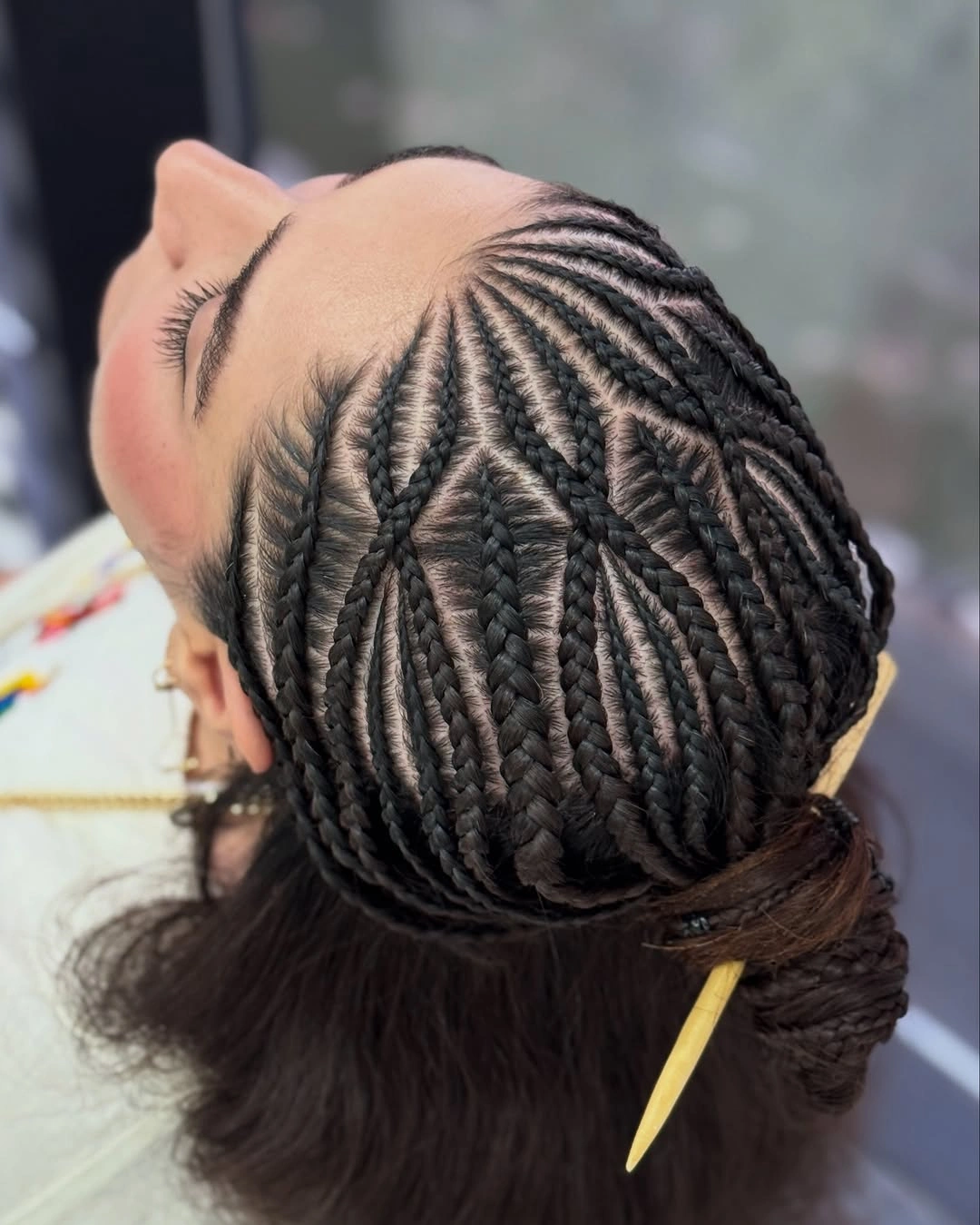 trendy feed in braid hairstyles Radiating Straight Back Braids With a Sculptural Finish