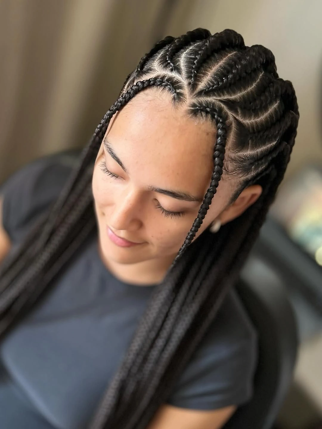trendy feed in braid hairstyles Long Feed-In Braids With Face-Framing Detail