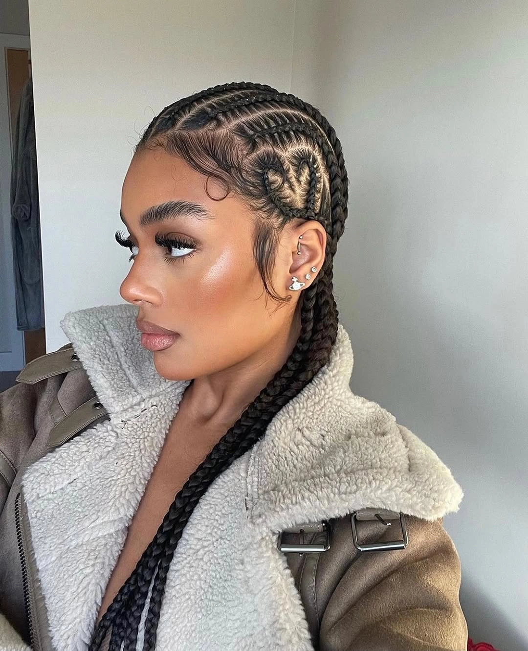 trendy feed in braid hairstyles Elegant Side Heart Feed-In Braids