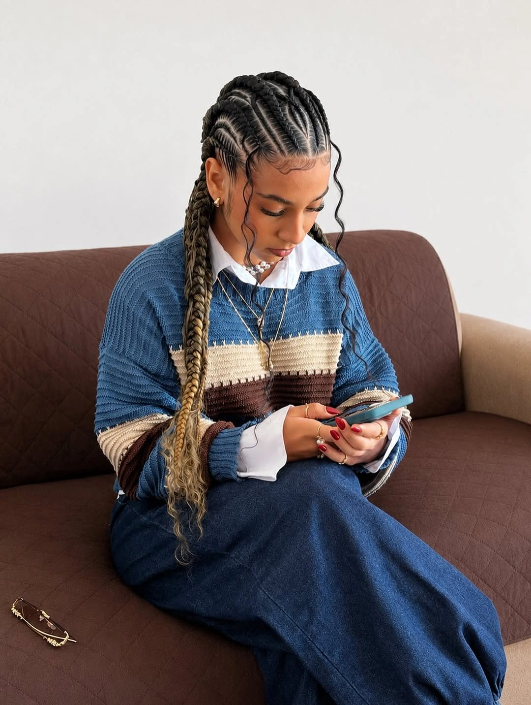 trendy feed in braid hairstyles Long Feed In Braids With Soft Blonde Ends