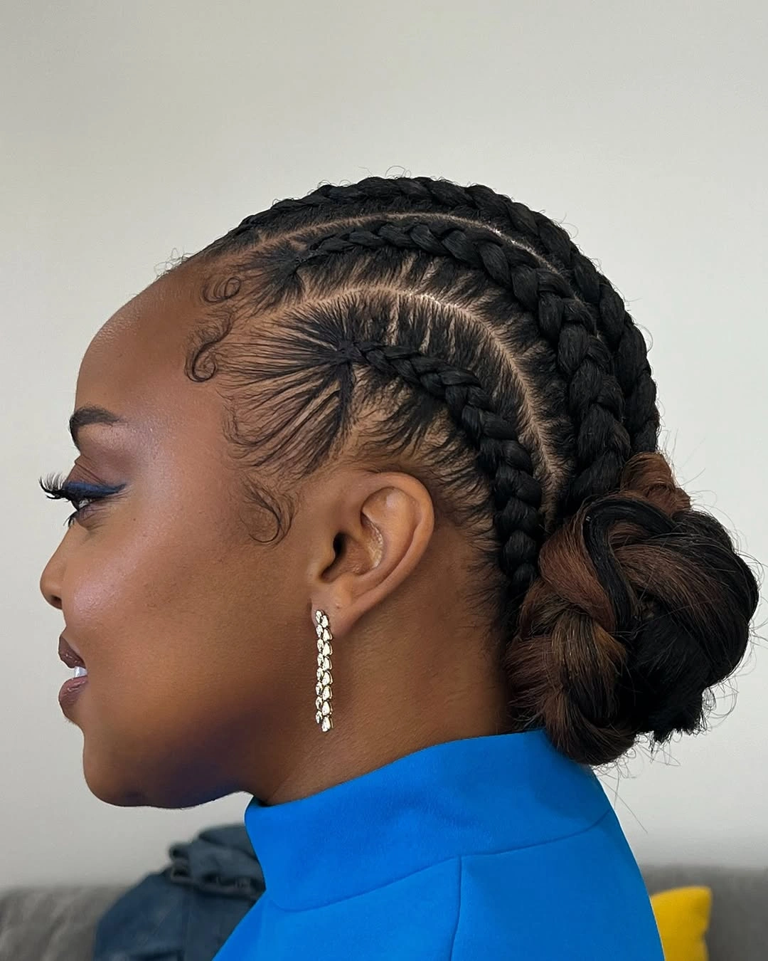 trendy feed in braid hairstyles Elegant Feed In Braids With A Low Bun