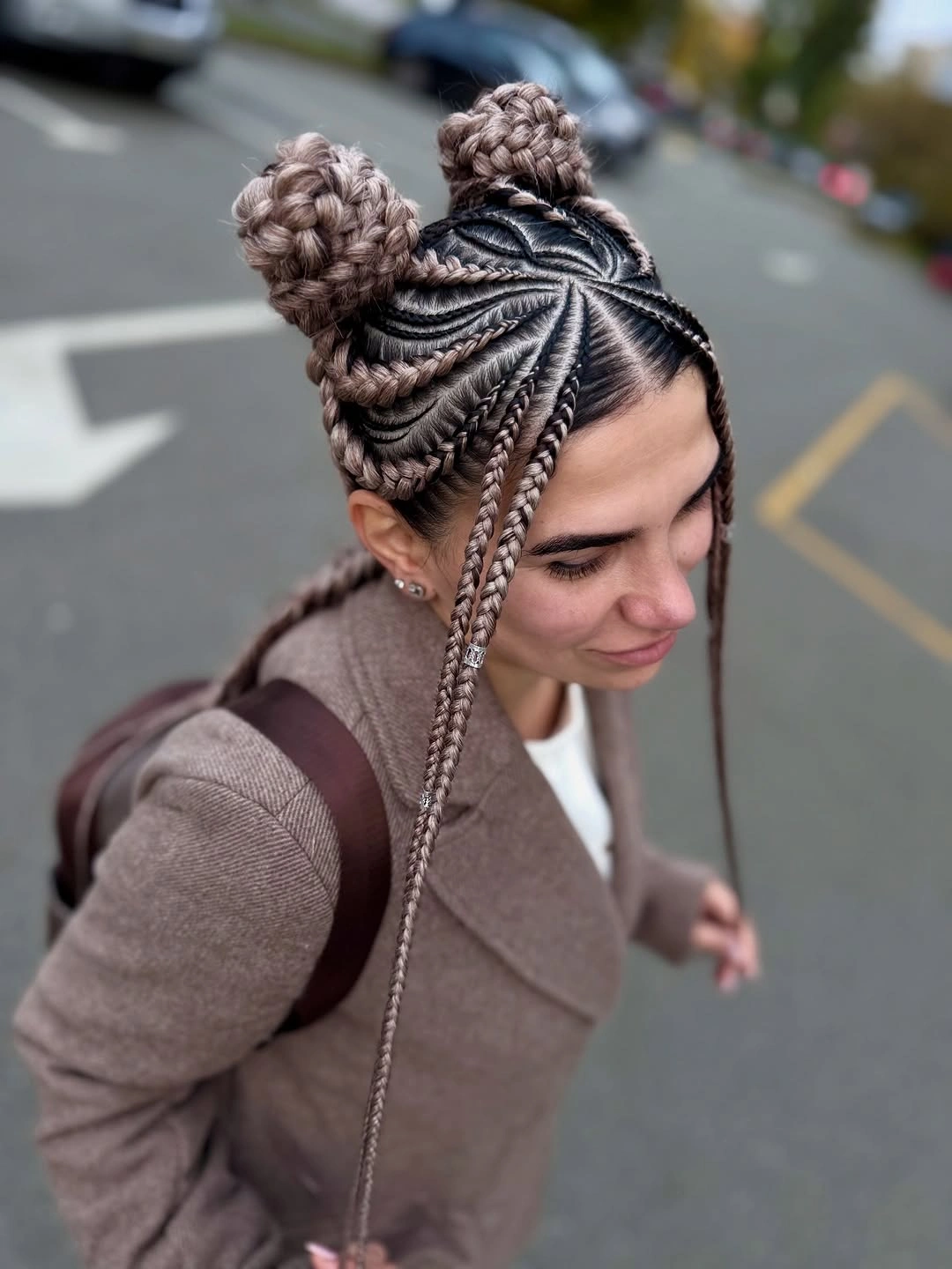 trendy feed in braid hairstyles Creative Feed In Braids With Double Space Buns