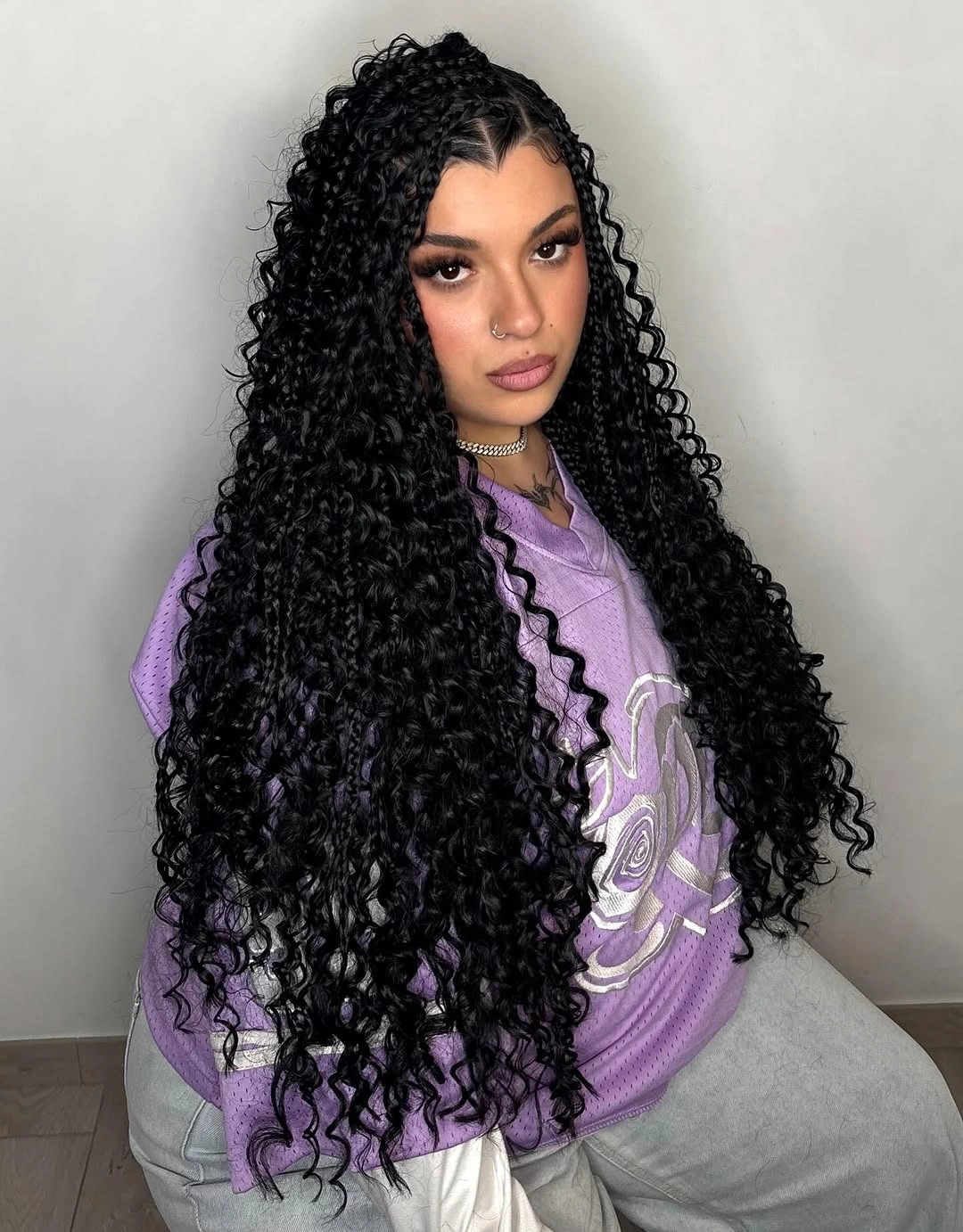 trendy goddess braid Classic Black Goddess Braids with Dramatic Curl Volume