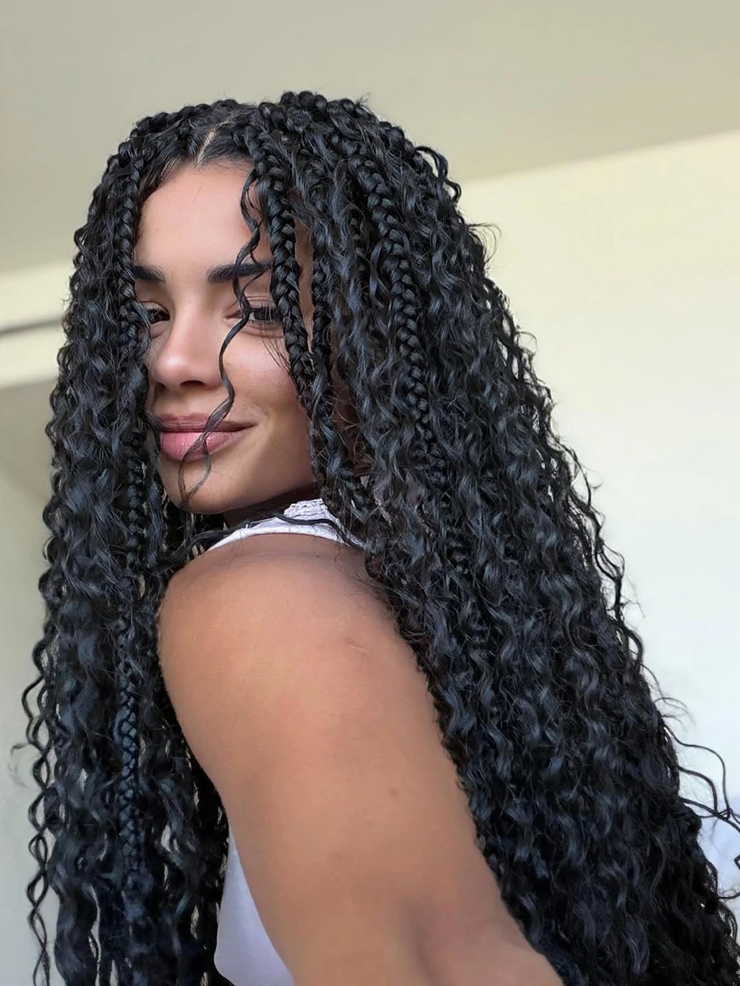 trendy goddess braid Classic Black Goddess Braids with Soft French Curls