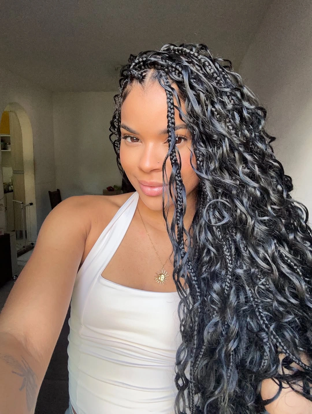 trendy goddess braid Classic Black Goddess Braids With Boho Texture