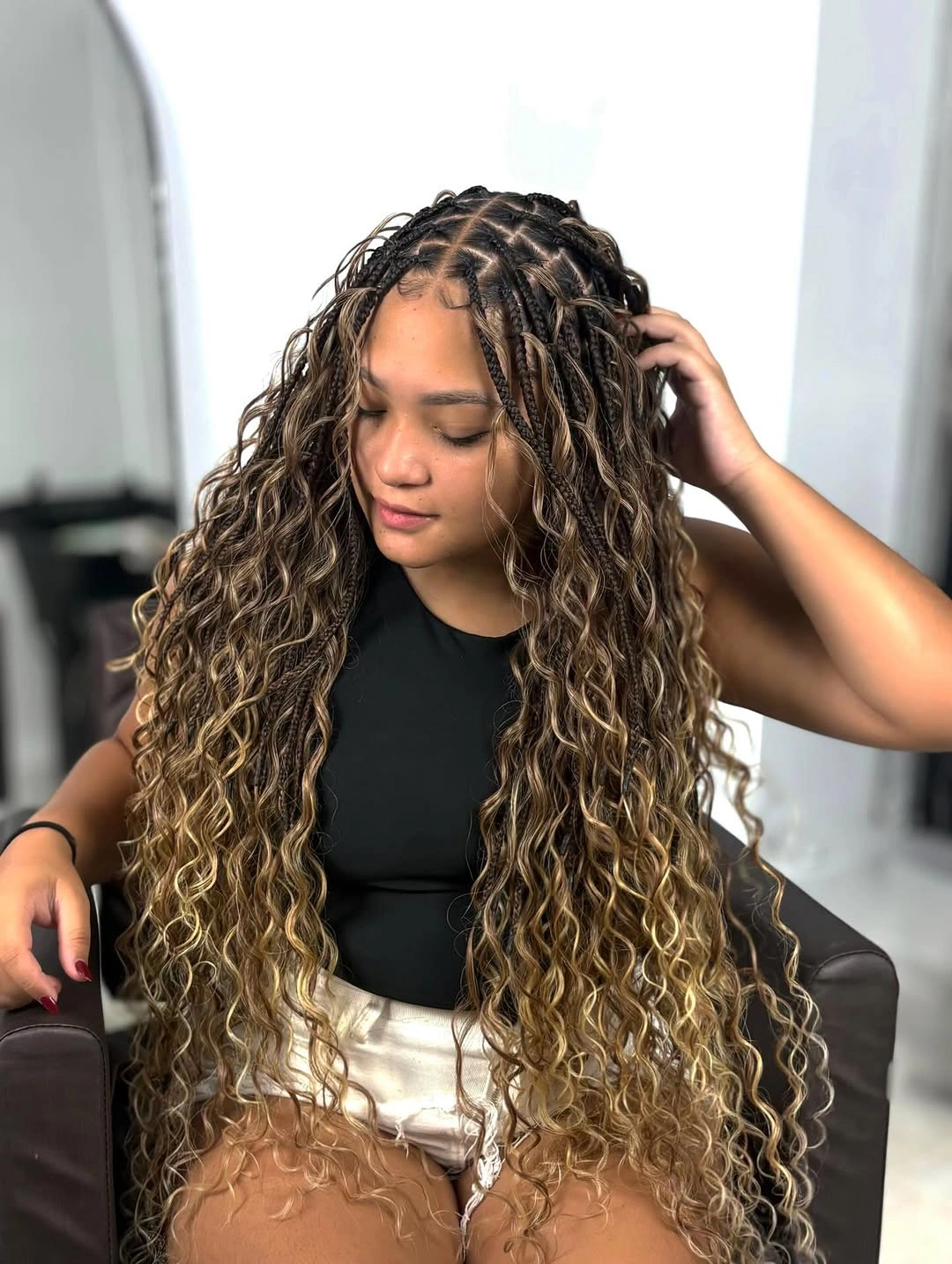 trendy goddess braid Dimensional Brown Goddess Braids With Soft Blonde Highlights