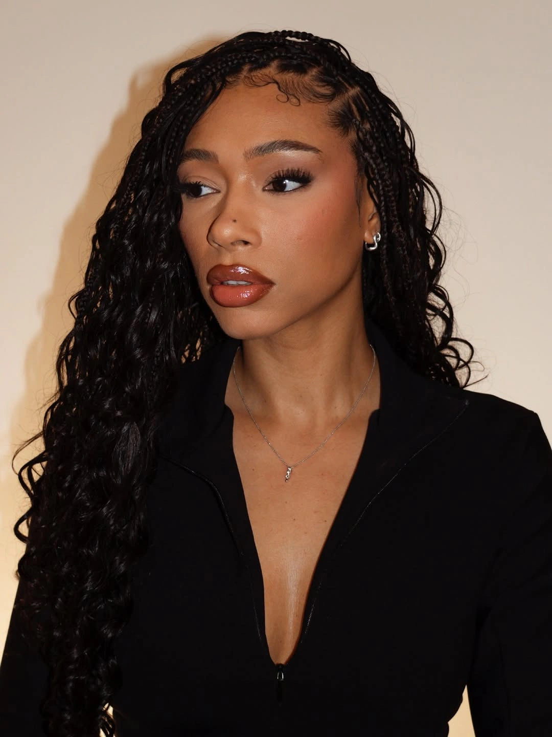 trendy goddess braid Minimalist Side Part Goddess Braids With Natural Definition