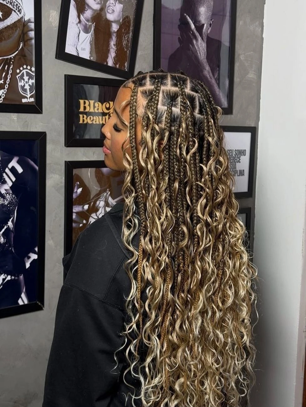 trendy goddess braid Golden Blonde Goddess Braids With Defined Curls