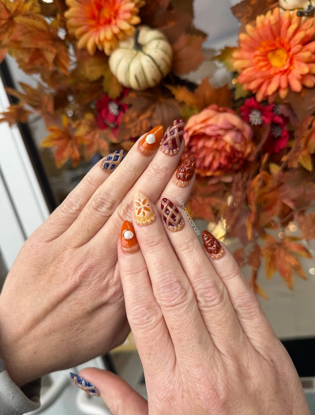 trendy september nails color 2026 Autumn Pie-Inspired Nail Art That Feels Playful