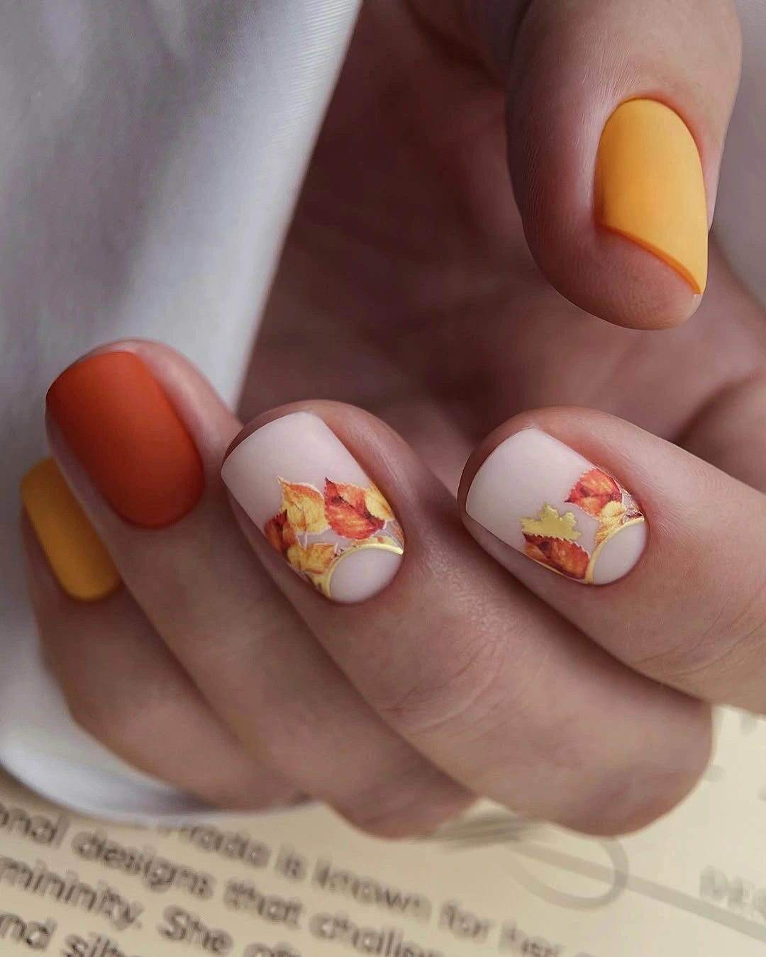 beautiful early fall nails 2026 autumn leaf nail art