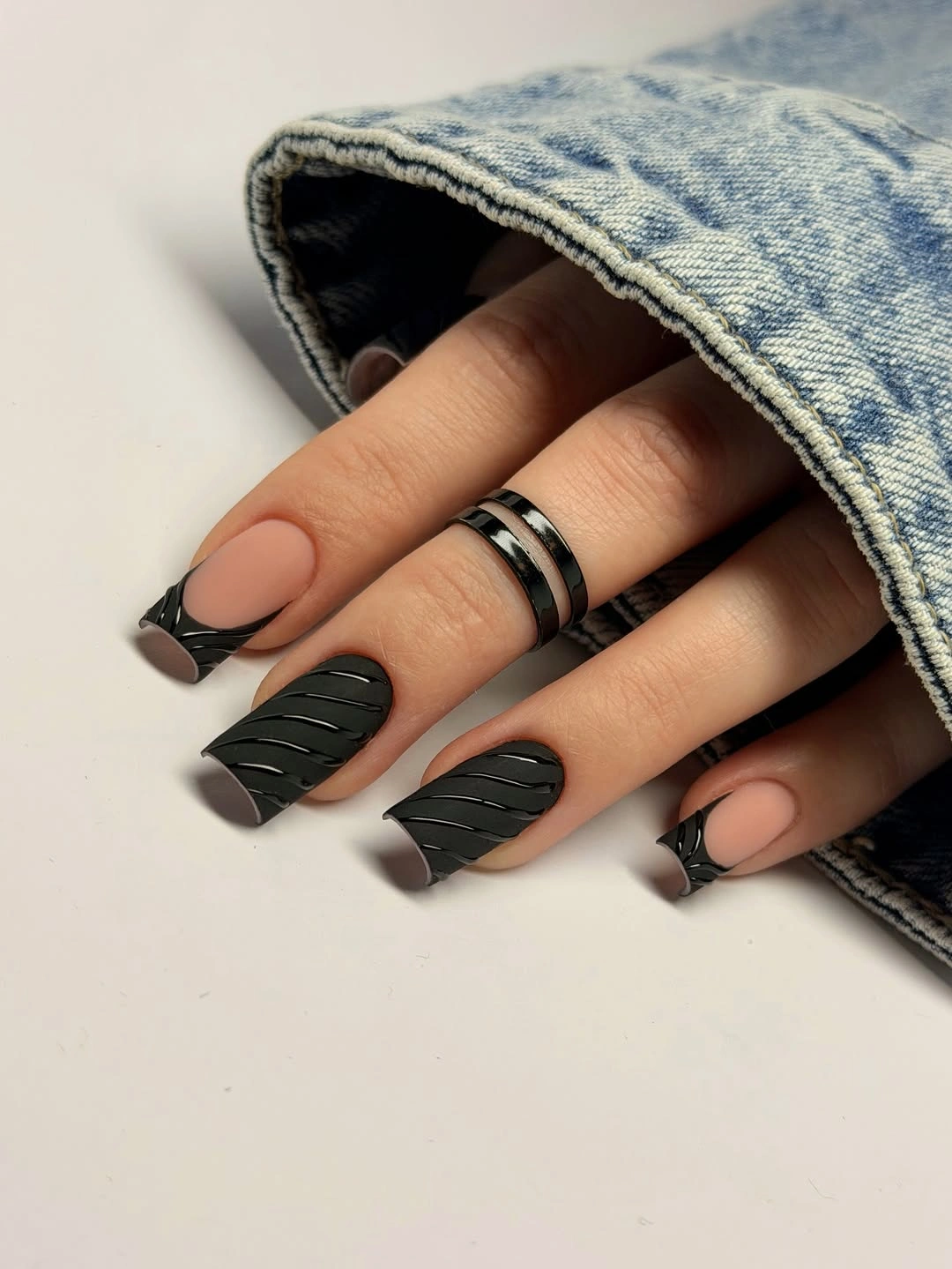 beautiful fall matte nails 2026 Black Matte French With Sculptural Tips
