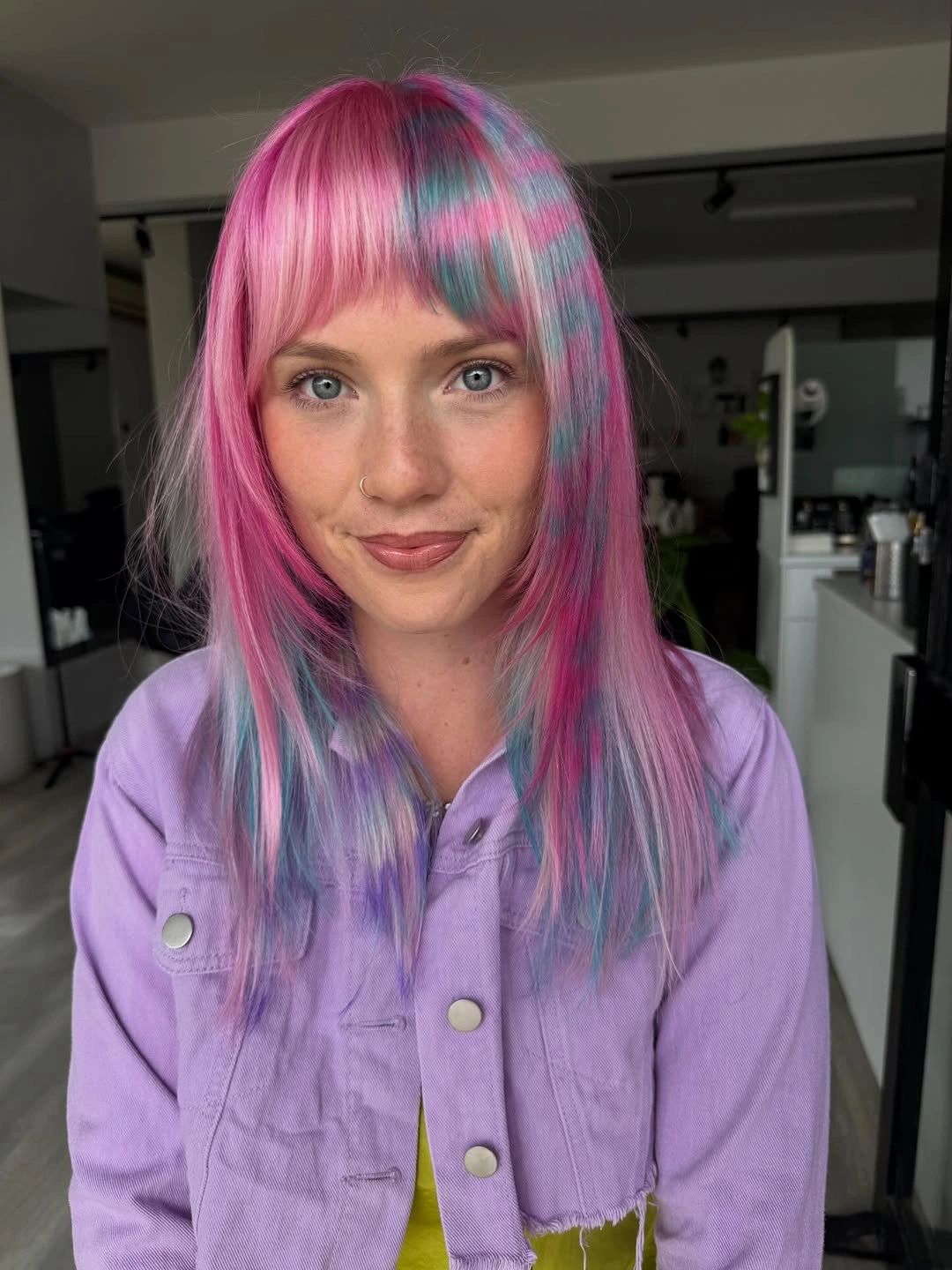 beautiful september hair colour trends 2026 Pastel Pink And Blue With A Playful Finish