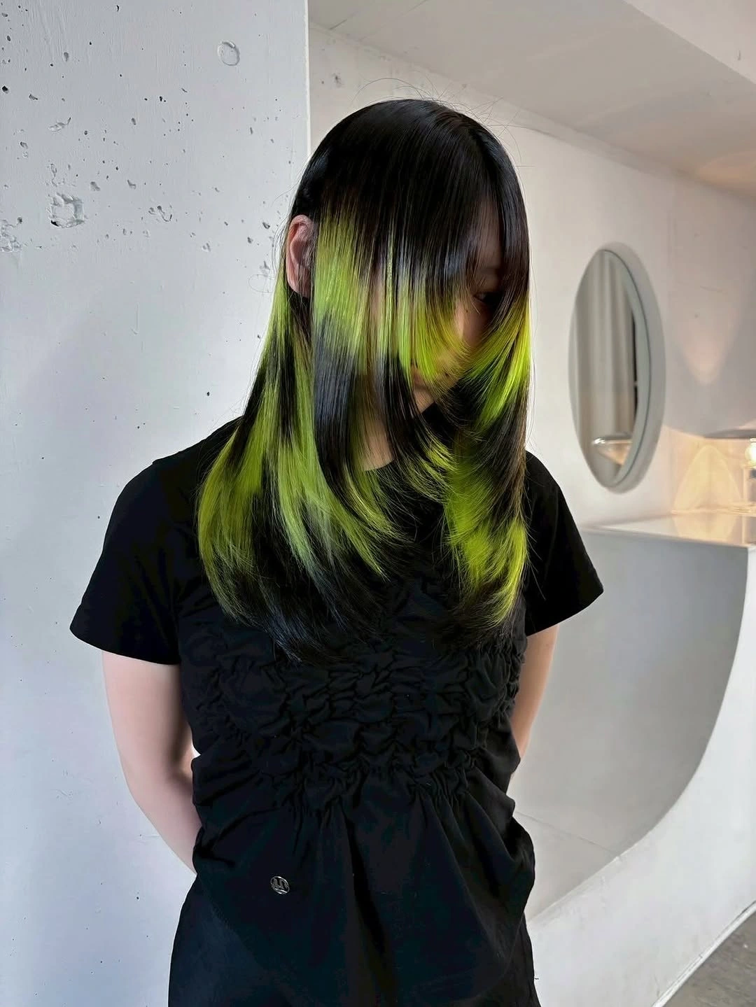beautiful september hair colour trends 2026 Black Hair With Acid Green Ribbons