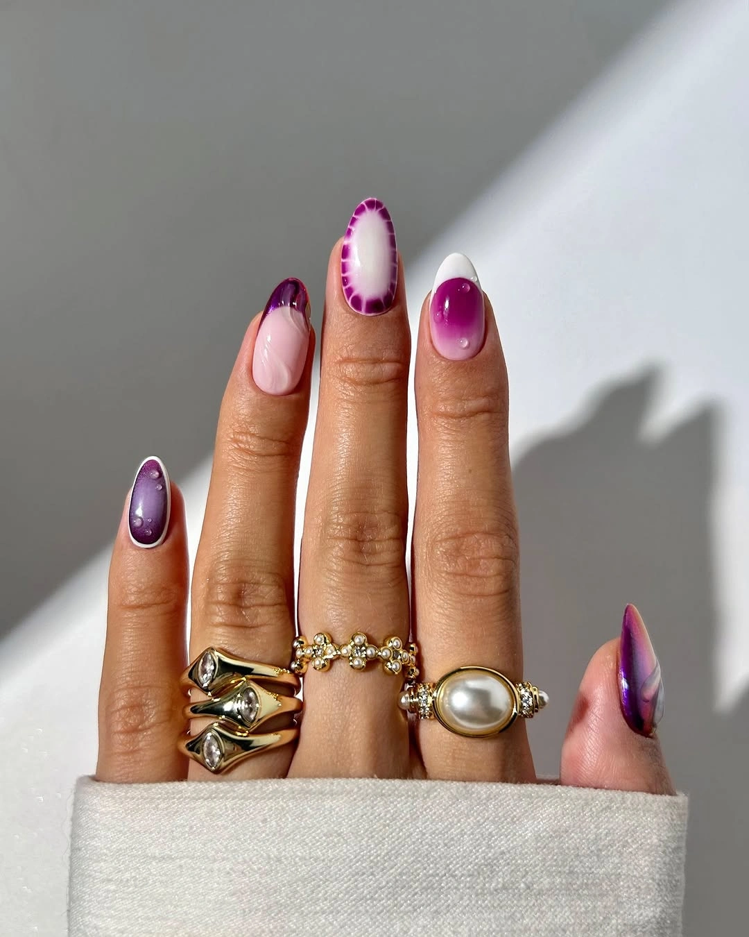 chic fall nail designs for all skin tones 2026 Modern Plum Aura Nails with Artistic Dimension